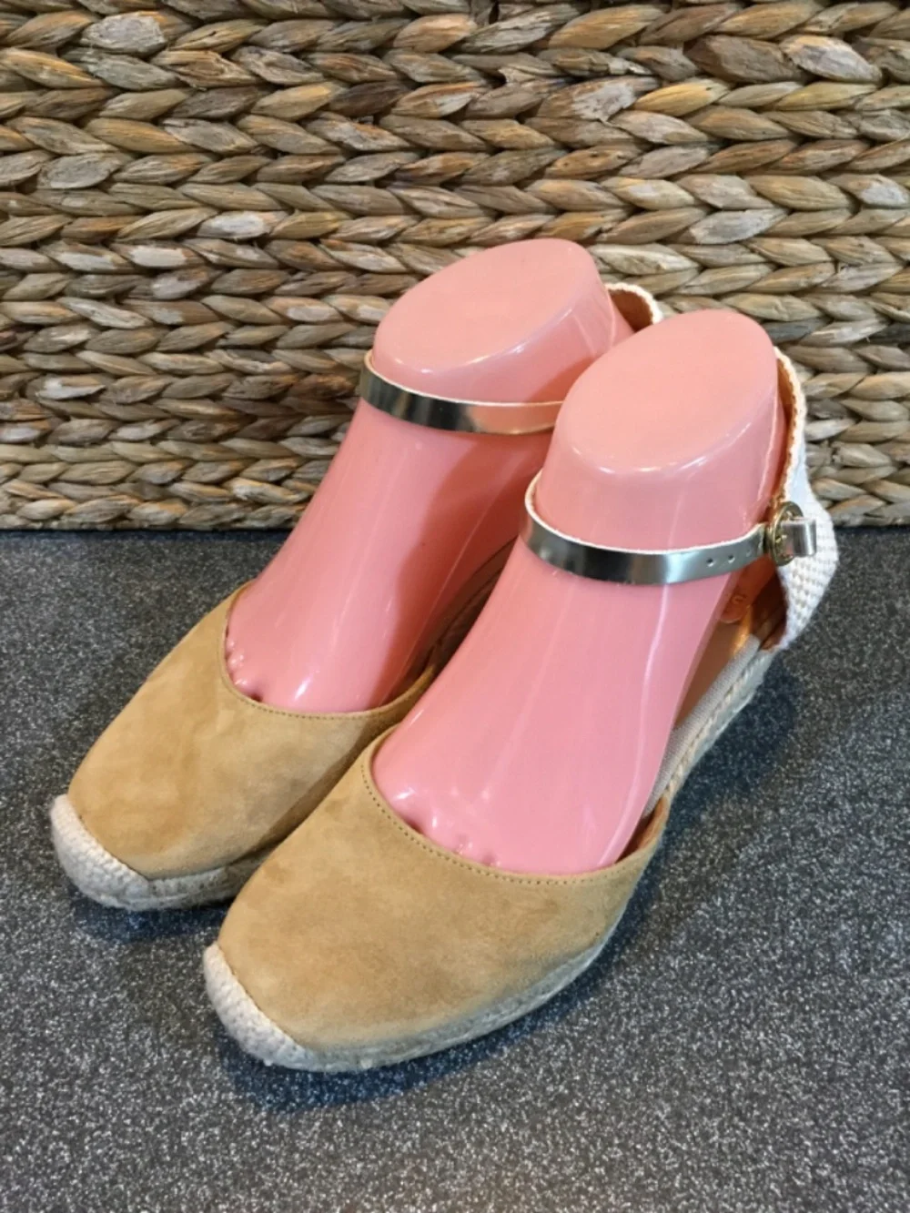 Kanna Two-Tone Tan Espadrille Wedge Sandals